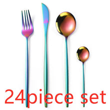 Load image into Gallery viewer, 24Pcs/set Gold Cutlery Silverware Set Steak Knife Fork Coffee Spoon Teaspoon Noble Wedding Party Travel Home Luxury Cutlery Set