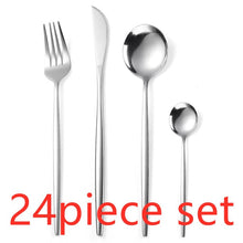 Load image into Gallery viewer, 24Pcs/set Gold Cutlery Silverware Set Steak Knife Fork Coffee Spoon Teaspoon Noble Wedding Party Travel Home Luxury Cutlery Set