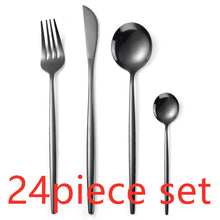 Load image into Gallery viewer, 24Pcs/set Gold Cutlery Silverware Set Steak Knife Fork Coffee Spoon Teaspoon Noble Wedding Party Travel Home Luxury Cutlery Set