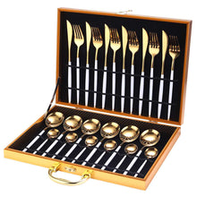 Load image into Gallery viewer, 24Pcs/set Gold Cutlery Silverware Set Steak Knife Fork Coffee Spoon Teaspoon Noble Wedding Party Travel Home Luxury Cutlery Set
