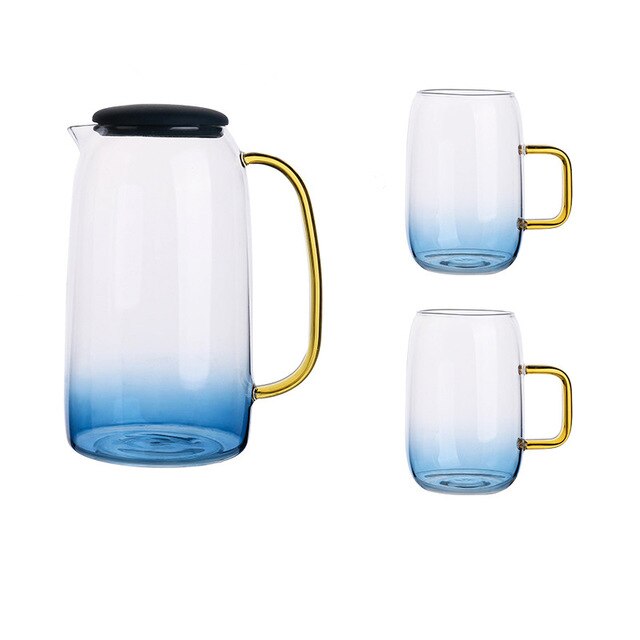 Nordic glass cold kettle, Thick glass high temperature resistant explosion-proof large-capacity kettle Home  KitchenSupplies Set